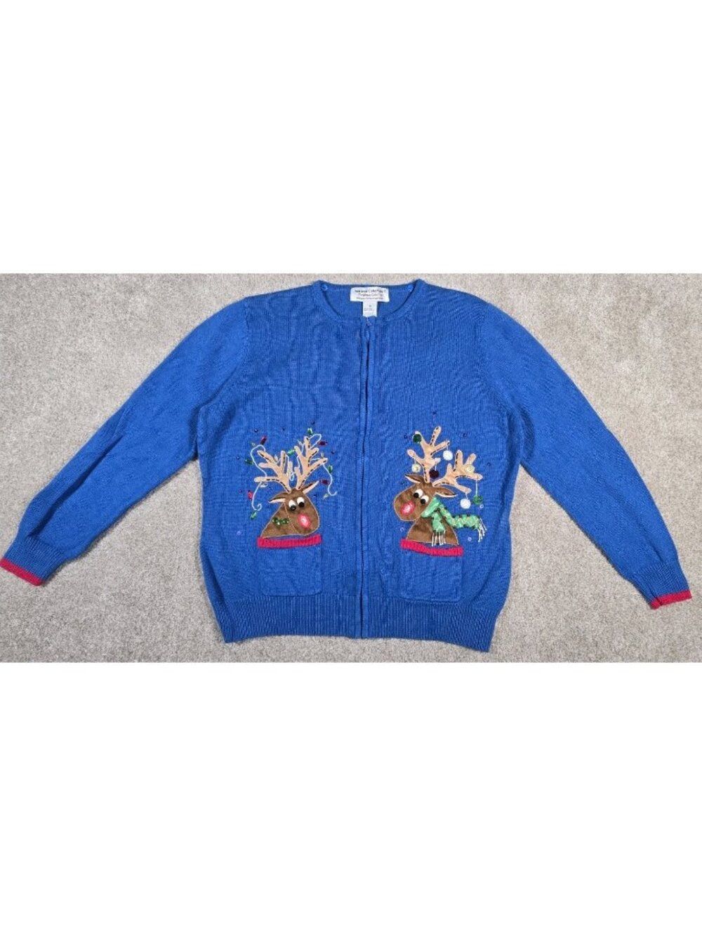 Heirloom Collectibles Christmas Collection Cardigan Reindeer Sweater Women's XL